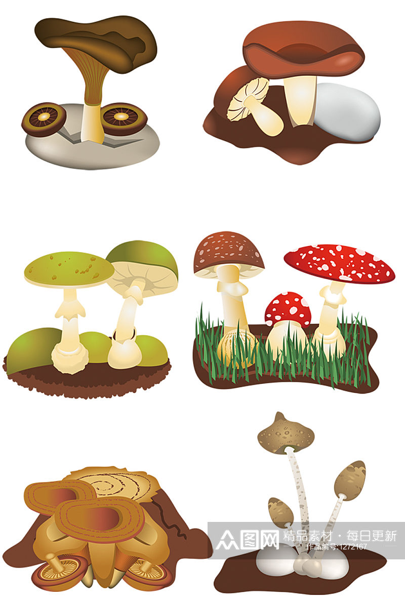 手绘插画卡通蘑菇装饰元素免抠素材