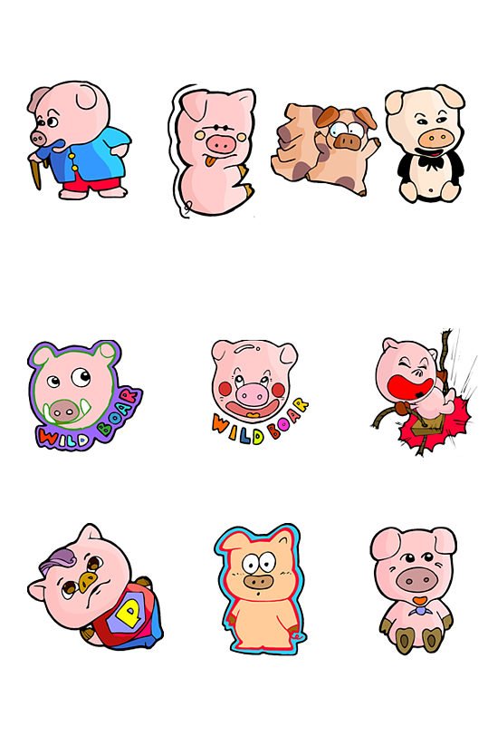 手绘插画卡通可爱小猪动物免抠