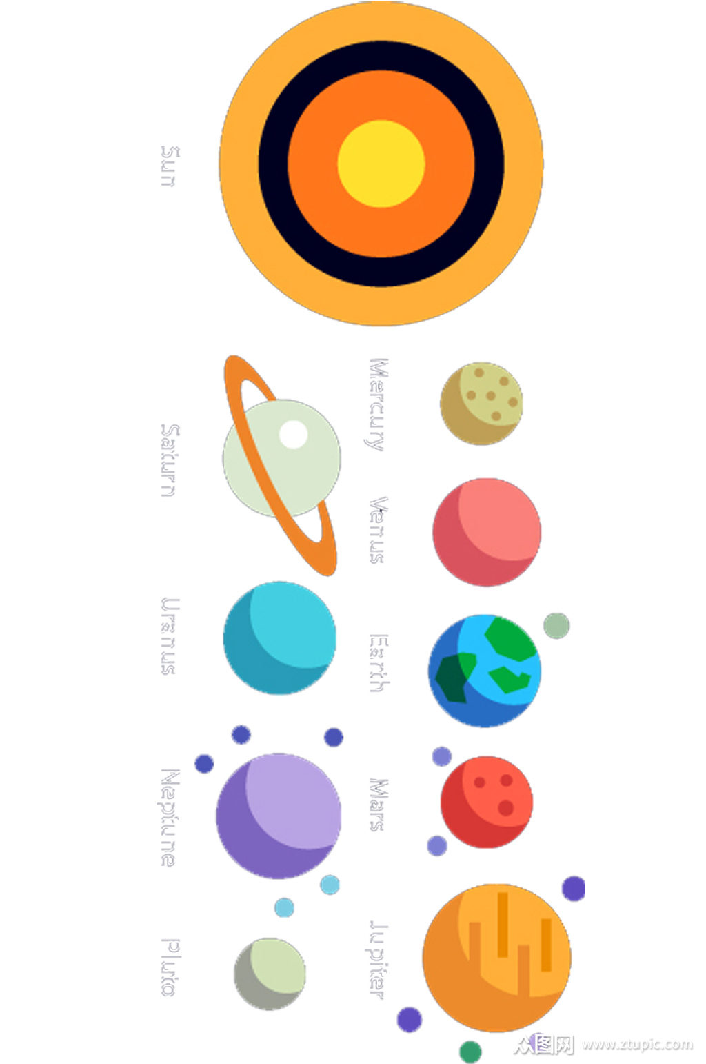 手绘星球矢量卡通扁平风宇宙行星免抠