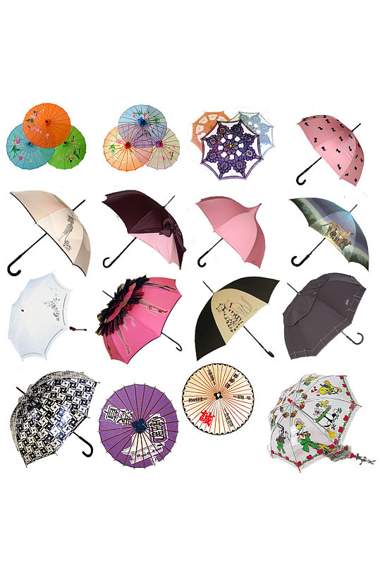 手绘插画多款雨伞装饰素材免抠