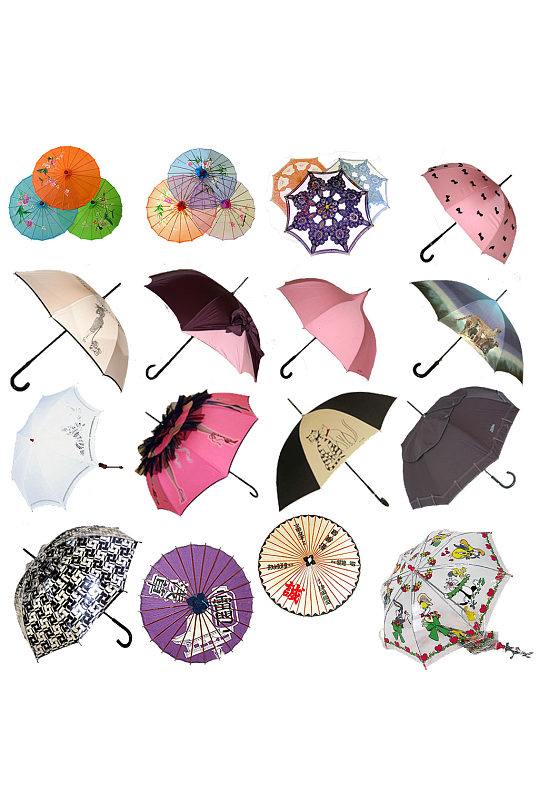 手绘插画多款雨伞装饰素材免抠-众图网