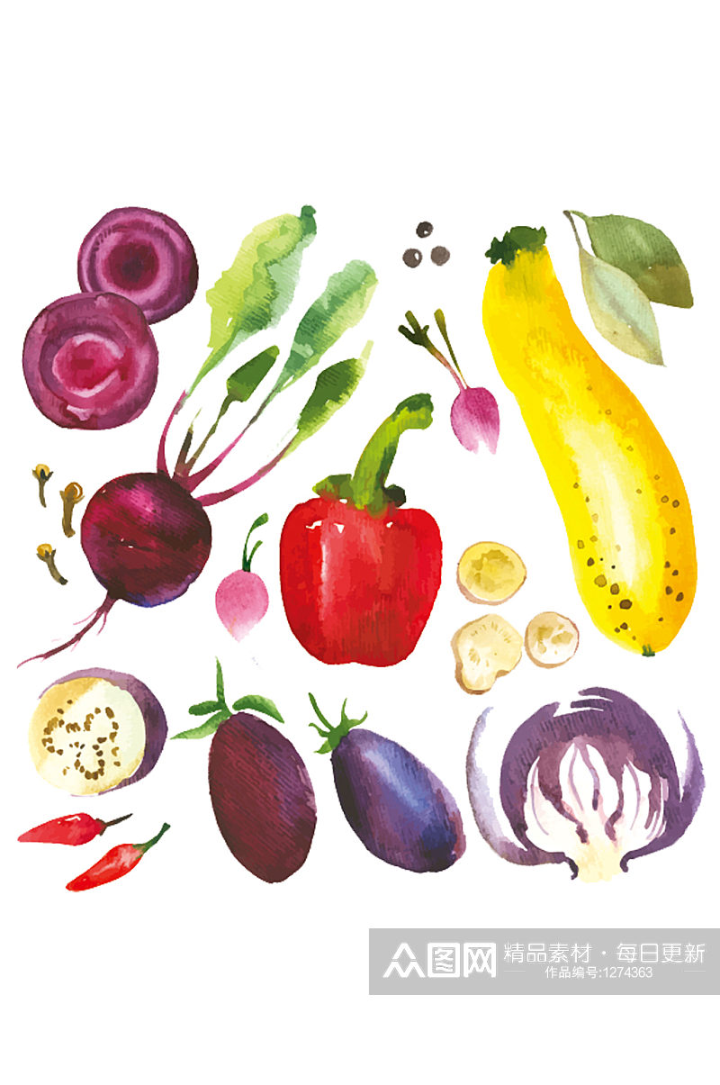 手绘插画卡通蔬菜水果美食食物素材免抠元素素材