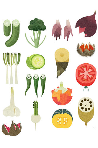 手绘插画卡通蔬菜水果美食食物素材免抠元素