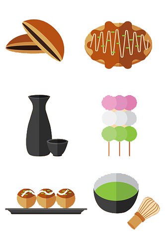手绘插画卡通日本丸子食物素材免抠元素