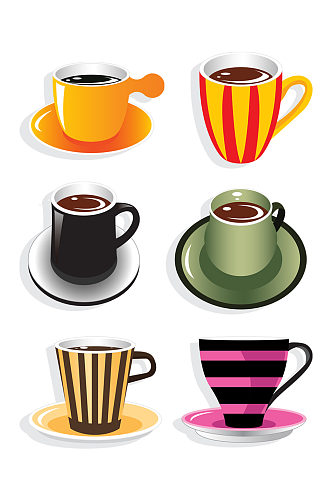 手绘插画咖啡杯饮品甜点食物素材免抠元素