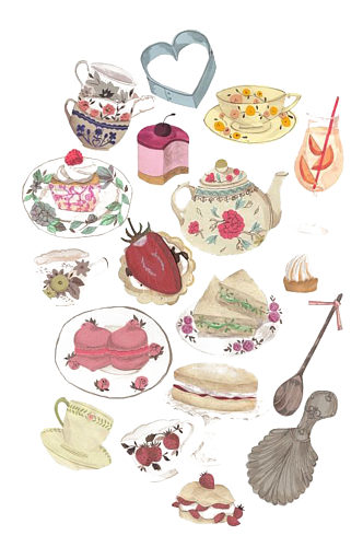手绘插画奶油蛋糕下午茶食物素材免抠元素