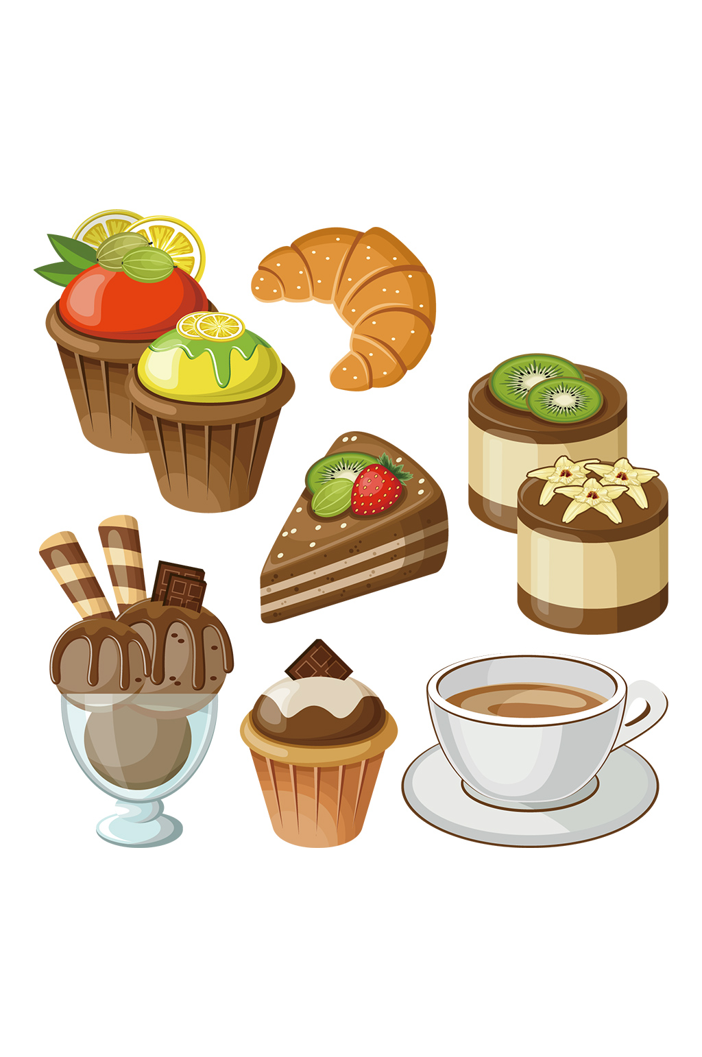 手绘插画卡通奶油蛋糕甜点食物素材免抠元素素材