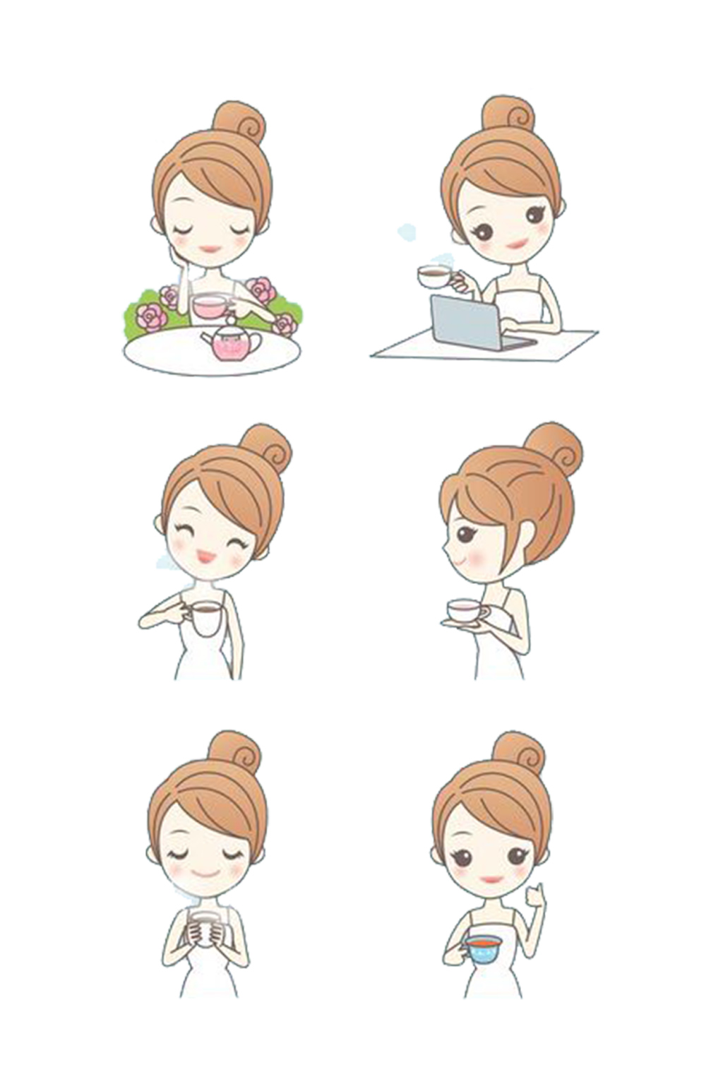 多款精美卡通手绘插画人物美女免抠装饰元素素材