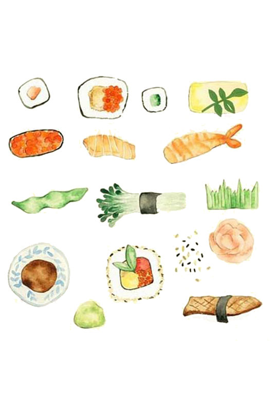 手绘插画卡通海鲜日系美食食物素材免抠元素