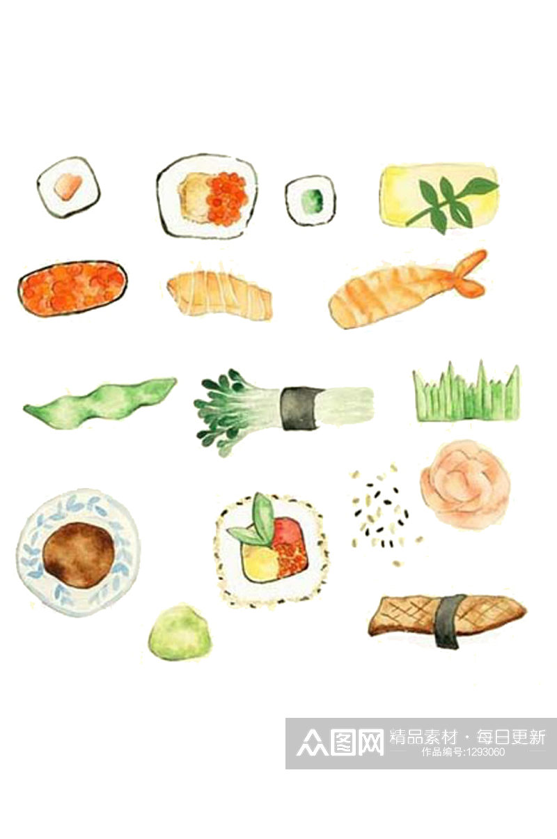 手绘插画卡通海鲜日系美食食物素材免抠元素素材
