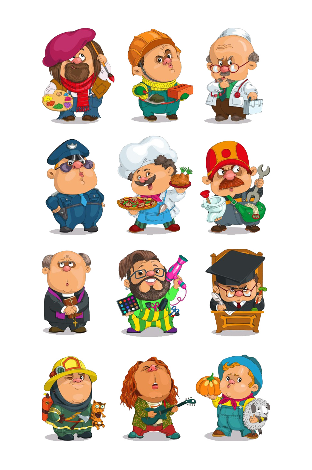 多款精美卡通手绘插画人物免抠装饰元素素材