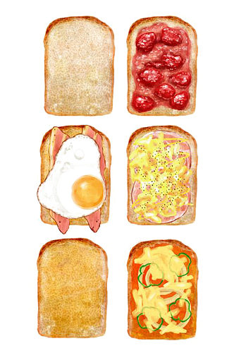手绘插画卡通面包饮品土司食物素材免抠元素