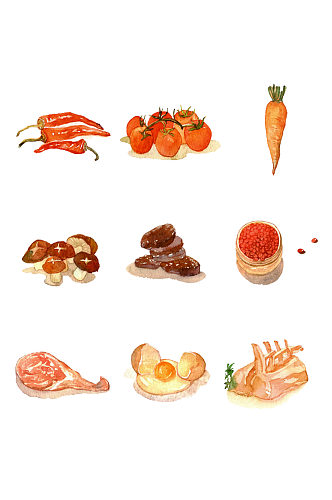手绘插画卡通辣椒蔬菜食物美食素材免抠元素