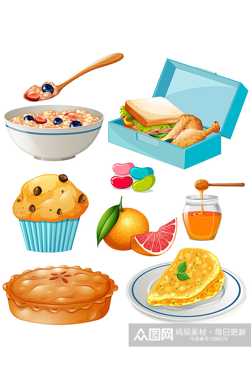 手绘插画卡通奶油甜点蛋糕食物素材免抠元素素材