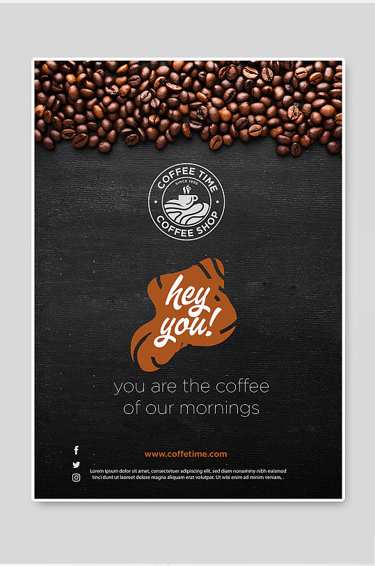 简约大气高级清新咖啡馆宣传海报-众图网