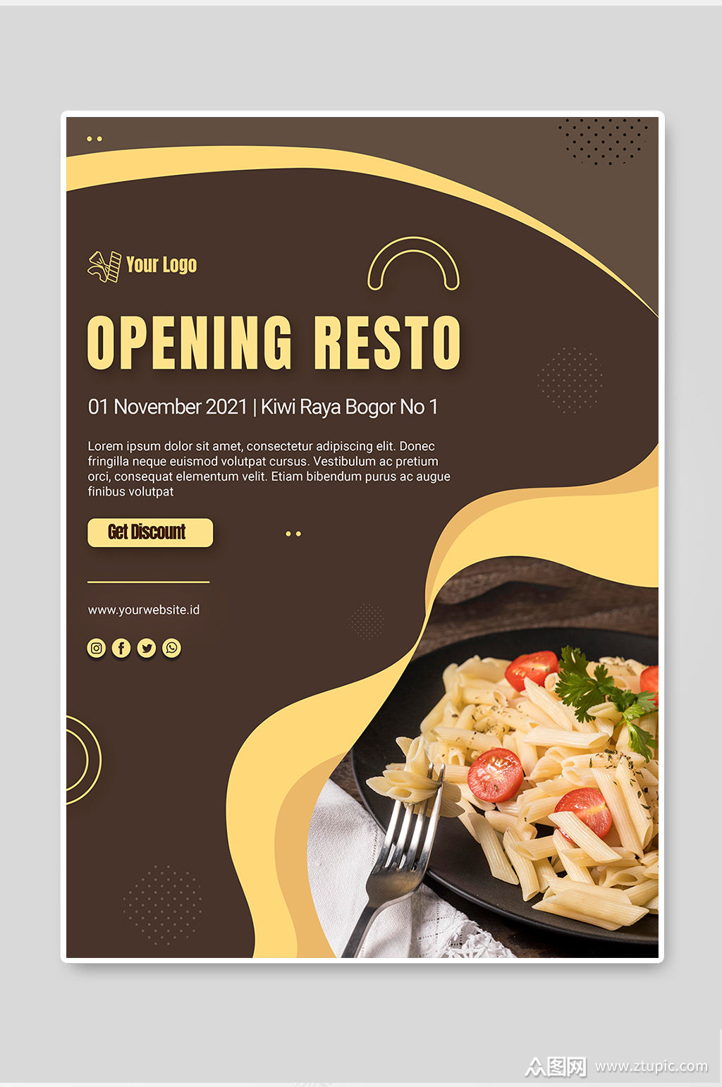简约大气高级清新意大利面餐厅海报模板下载-编号1307549-众图网