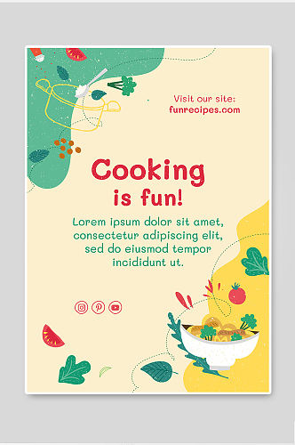 简约大气高级清新手绘烹饪创意海报