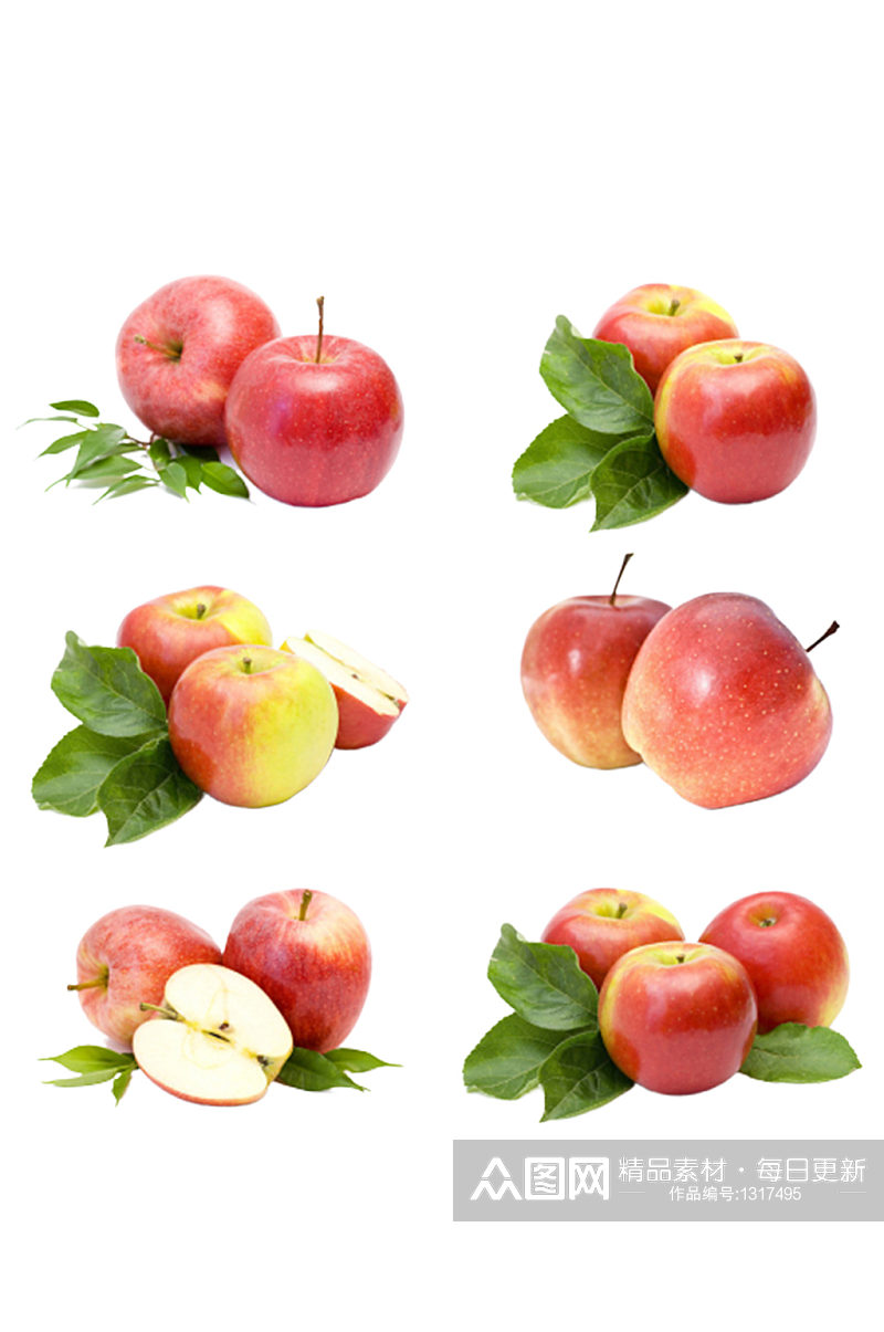 新鲜的香甜元素苹果果肉水果蔬菜免抠素材