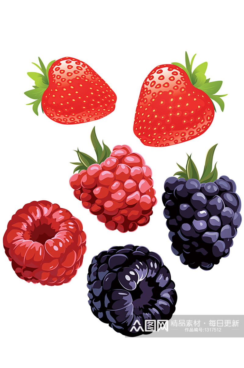 新鲜的香甜健康有机莓果果肉果蔬元素免抠素材