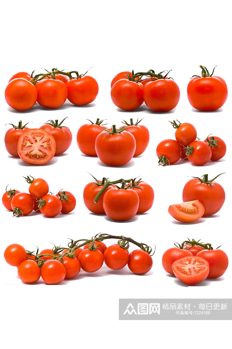 新鲜的蔬菜绿色西红柿水果蔬菜免抠元素素材