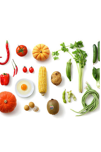 绿色蔬菜玉米南瓜辣椒水果食材免抠元素