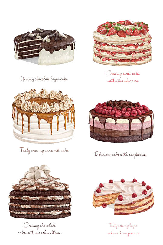 手绘插画卡通蛋糕奶油甜点食物素材免抠元素