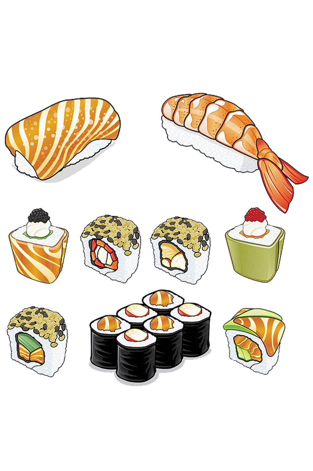 手绘插画卡通寿司早餐食物美味免抠元素