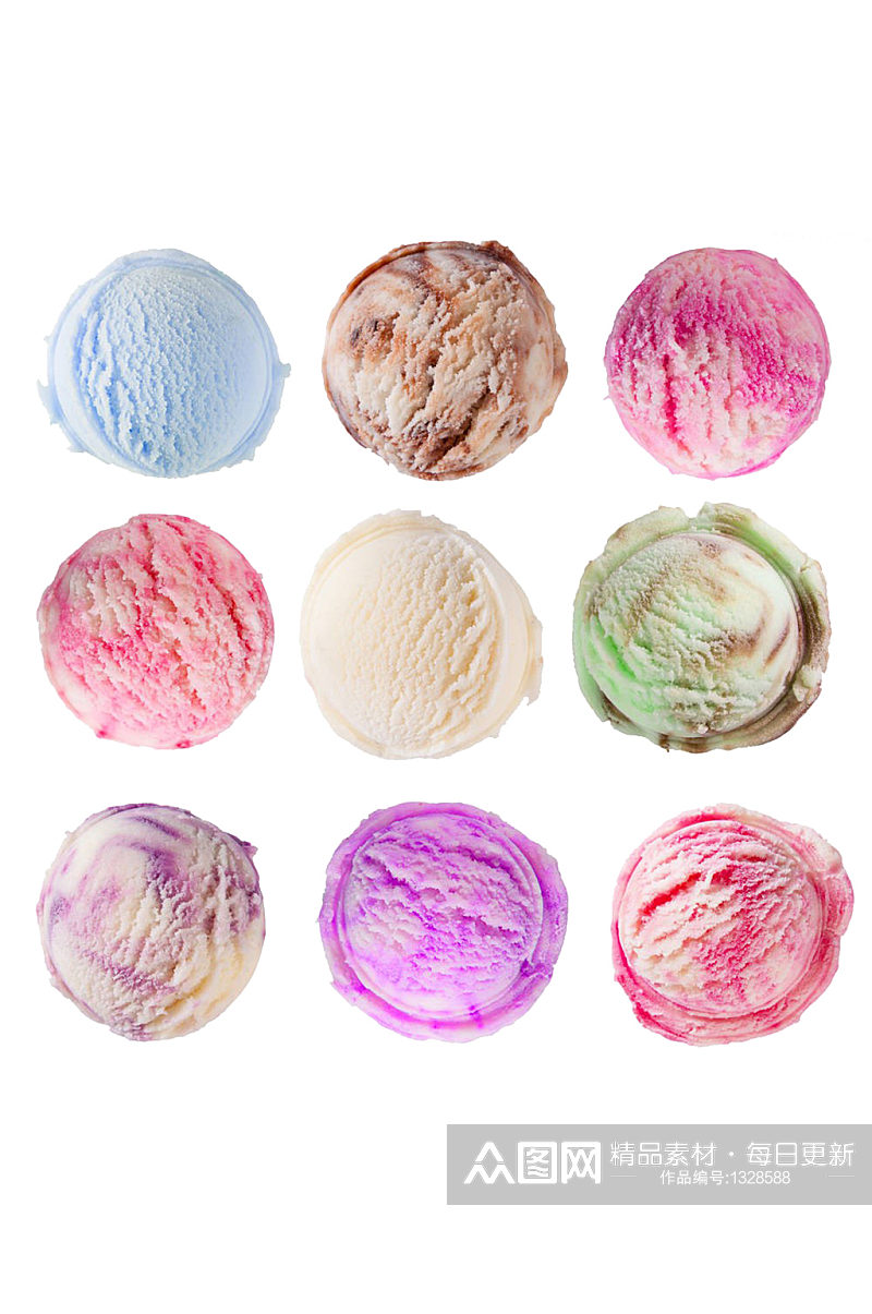 各种口味冰淇淋球甜点素材免抠元素素材