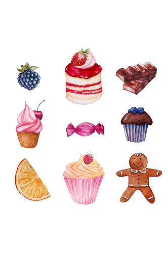 手绘插画卡通奶油饼干甜点食物素材免抠元素