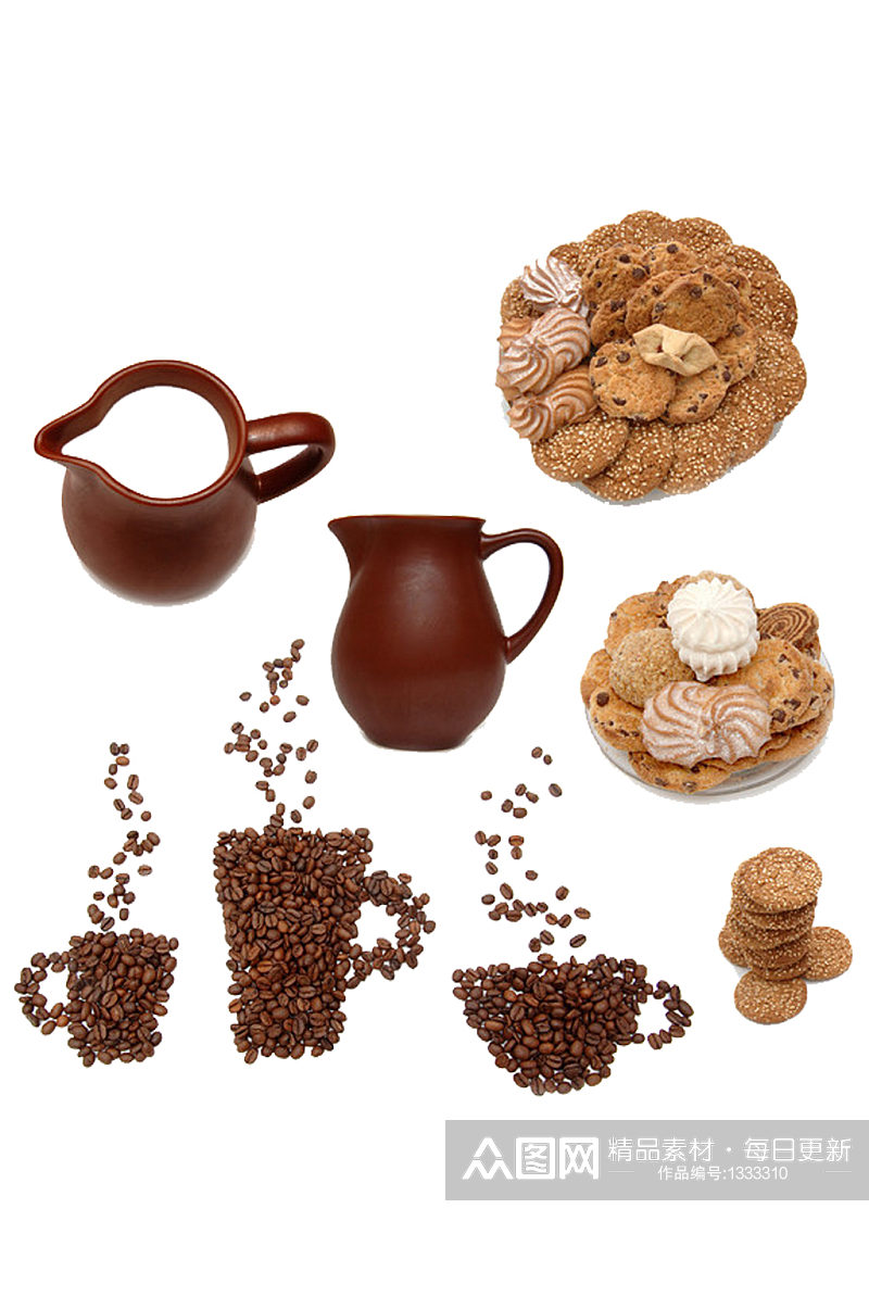 多款咖啡豆下午茶饼干甜点食物素材免抠元素素材