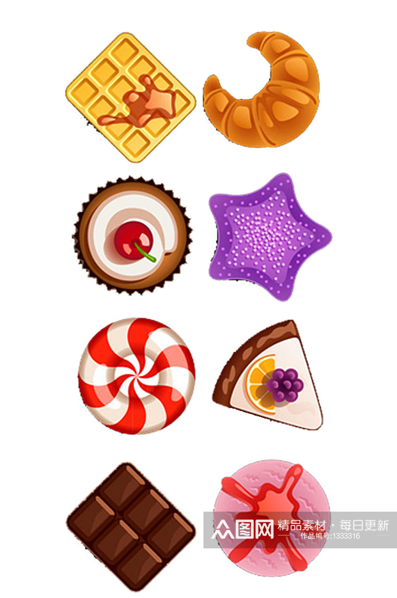手绘插画卡通奶油饼干甜点食物素材免抠元素素材