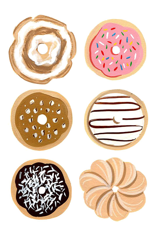 手绘插画卡通甜甜圈甜点食物素材免抠元素