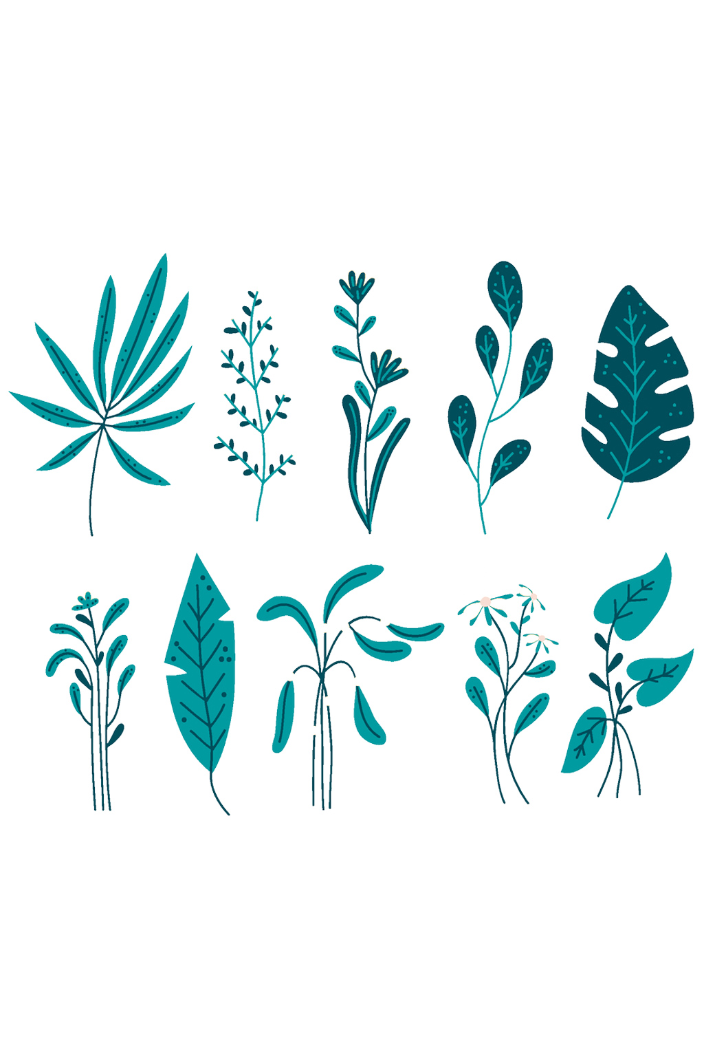 植物树叶花朵手绘插画矢量免抠元素素材