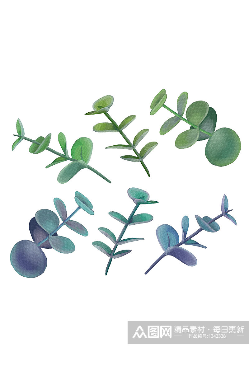 质感合成手绘绿色的小草植物免抠元素素材