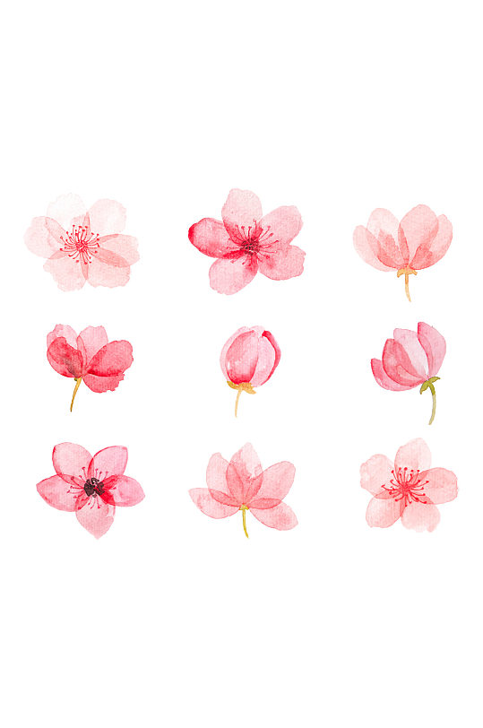 春天手绘粉色桃花免抠元素桃花节素材