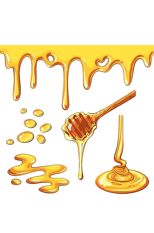 矢量手绘黄色液体蜂蜜免抠元素