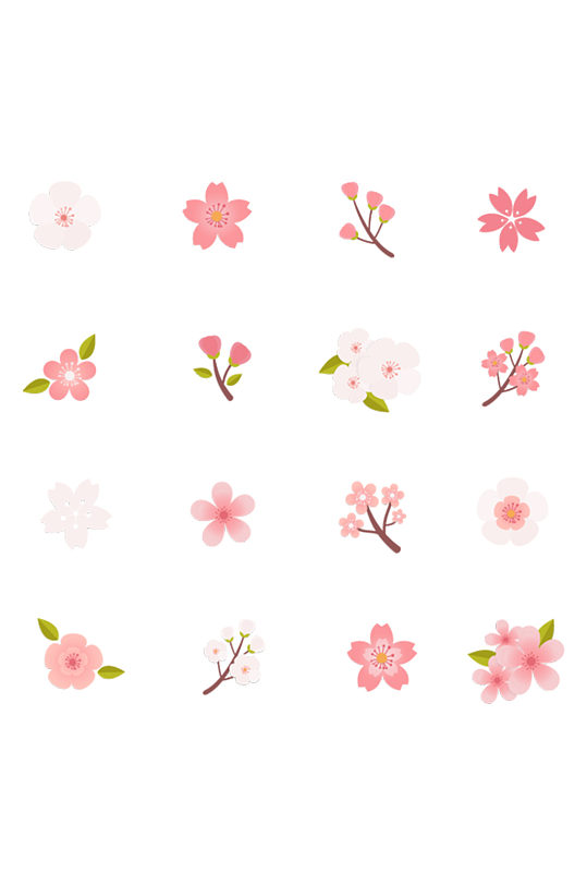花季 手绘插画桃花树枝小花朵装饰桃花节素材免抠元素