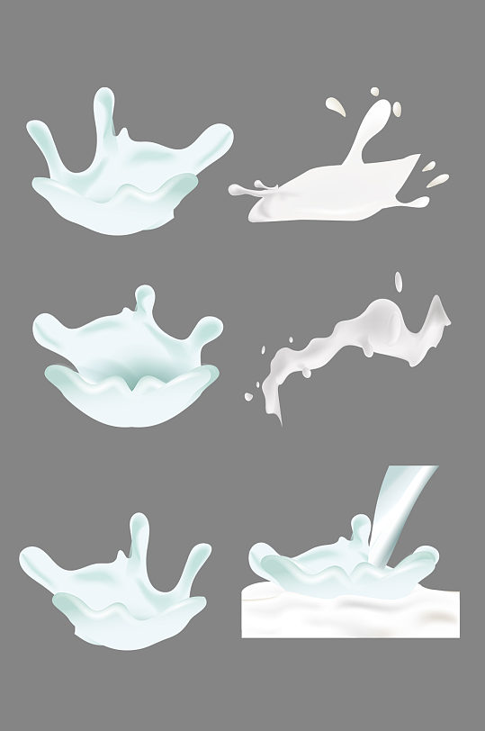 牛奶水花喷溅素材免抠元素