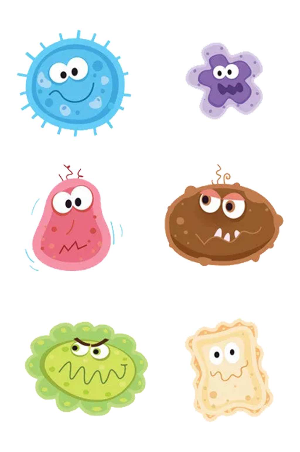 手绘卡通可爱细菌微生物矢量免抠元素素材
