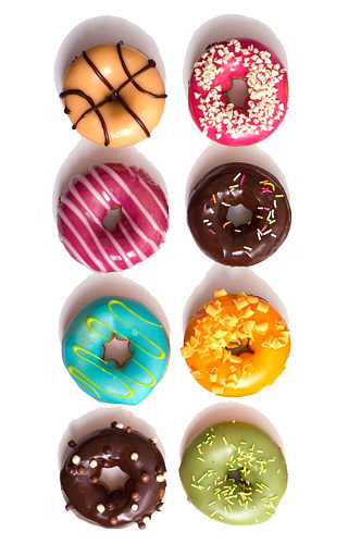 八个多样式甜甜圈甜品免抠元素