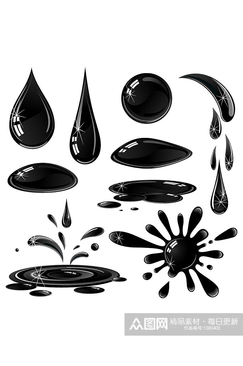 卡通黑色墨水水滴免抠元素素材