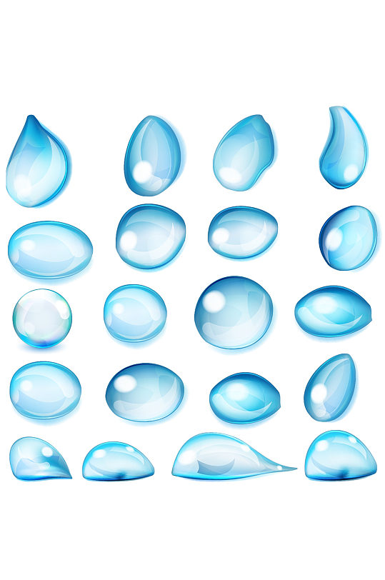 卡通蓝色水珠水滴装饰免抠元素