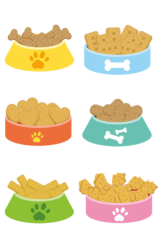 卡通手绘多款狗粮食物免抠元素