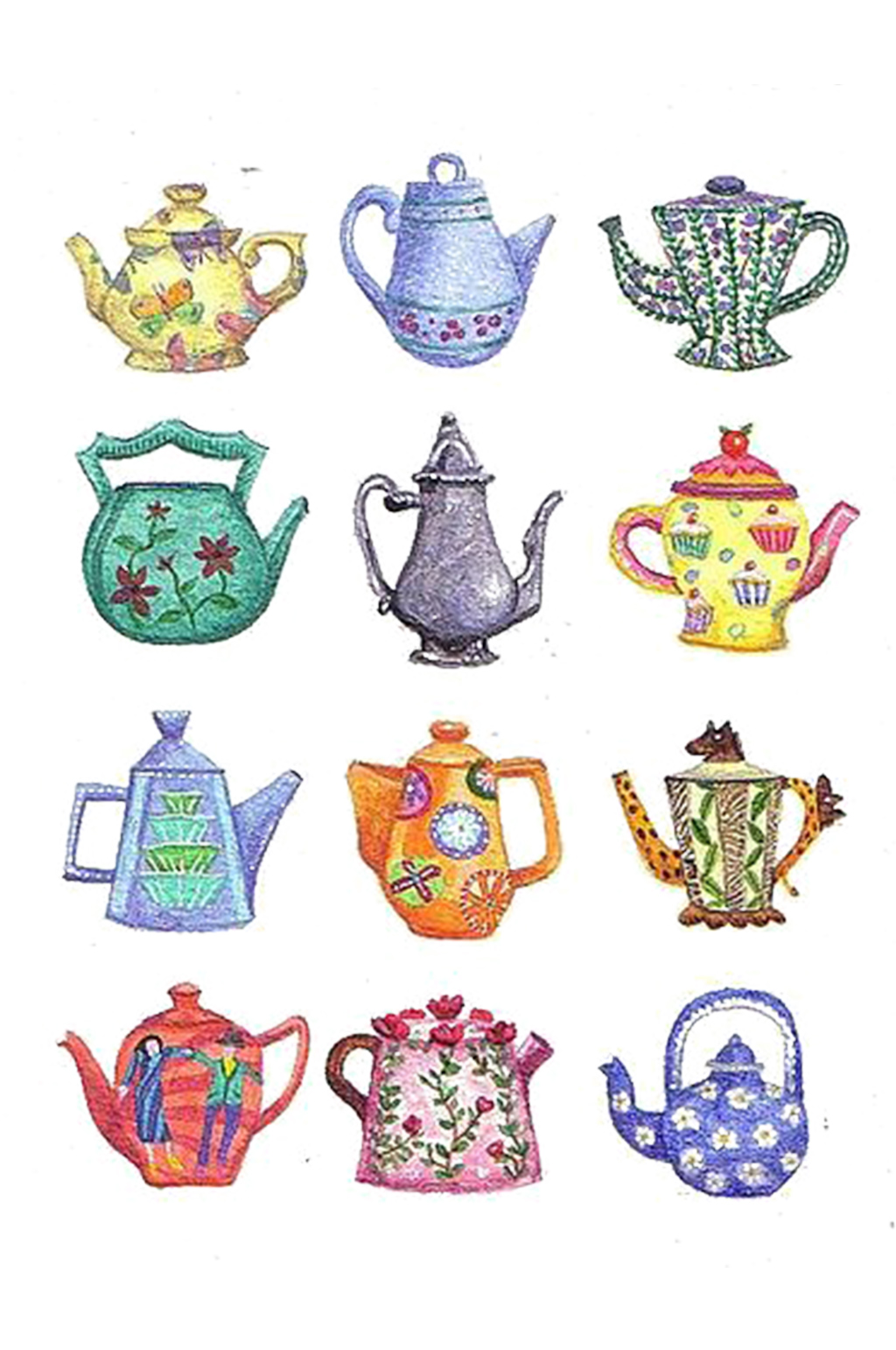 茶壶手绘插画红茶绿茶免抠元素素材