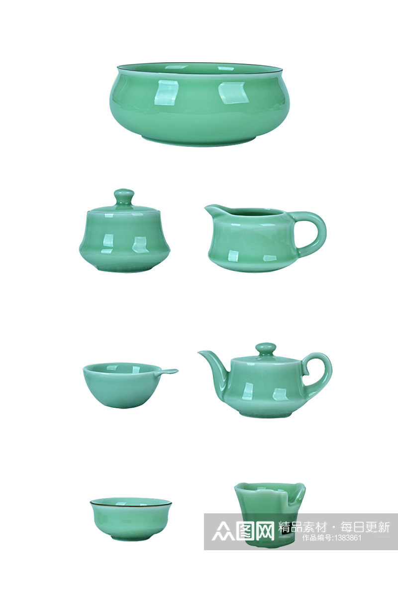 产品实物青瓷茶具茶杯免抠元素素材