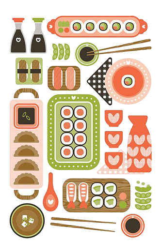 手绘插画美食寿司食物免抠元素