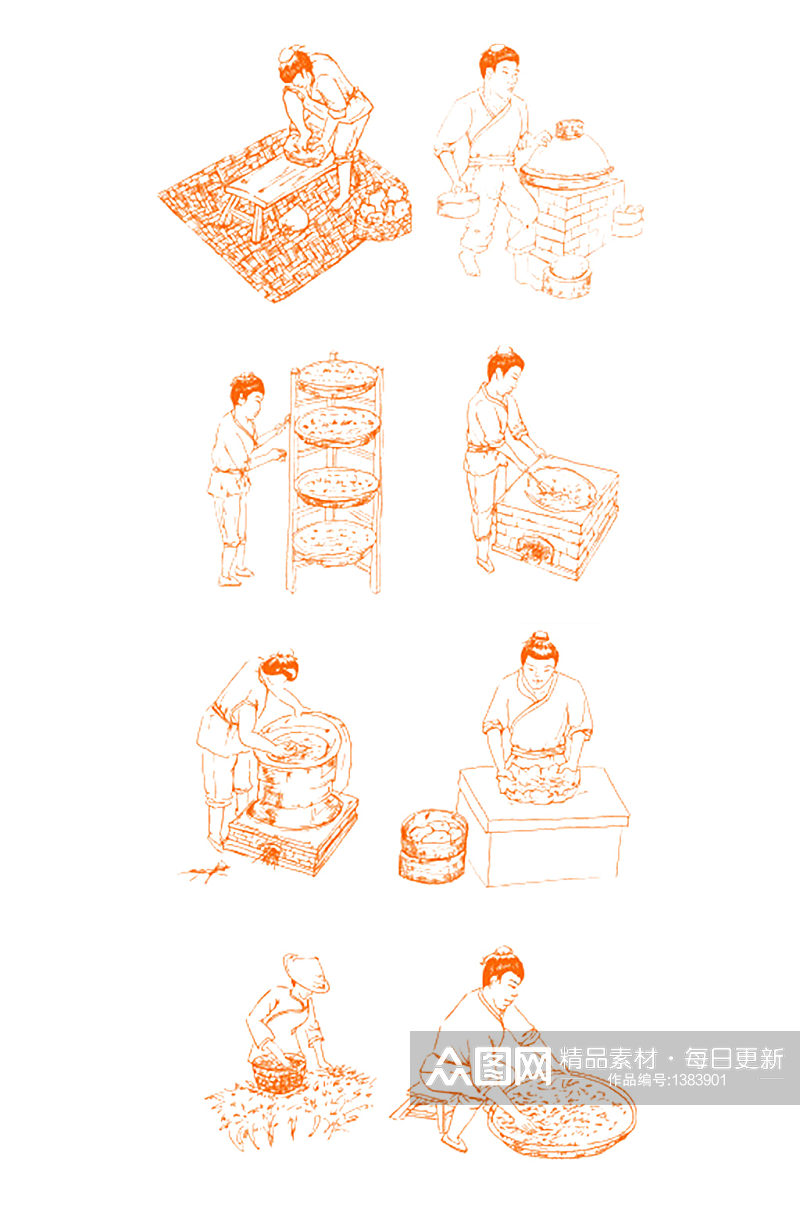 手绘画插画人物做食物免抠元素素材