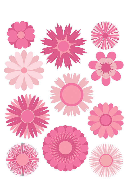 粉色花朵图案插画免抠元素