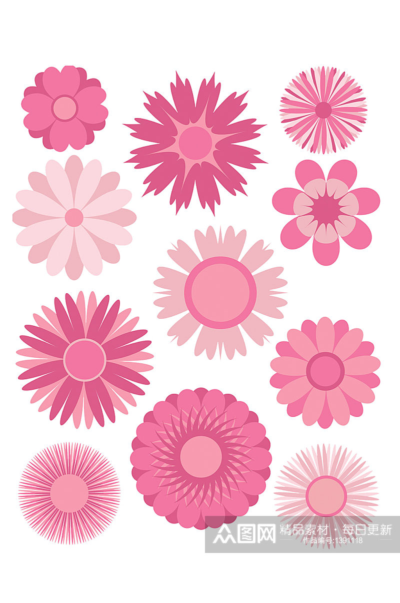 粉色花朵图案插画免抠元素素材