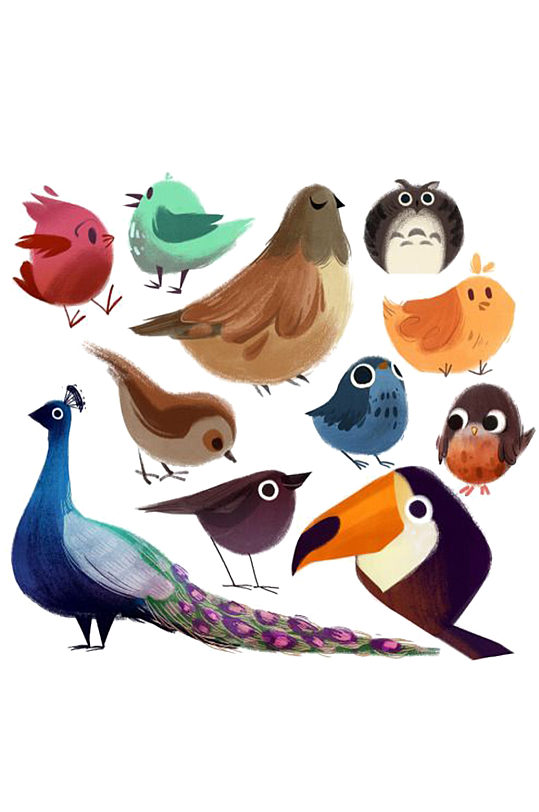 手绘插画动物鸟类可爱装饰免抠元素